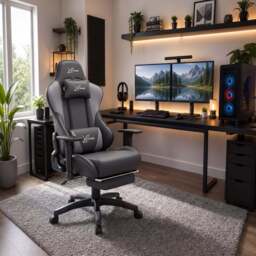 Ergonomic Gaming Chair with Footrest and Lumbar Support - thumbnail 4