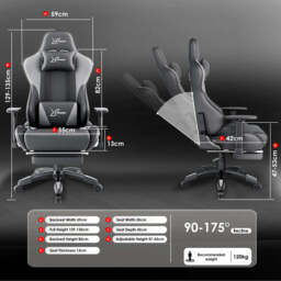 Ergonomic Gaming Chair with Footrest and Lumbar Support - thumbnail 6