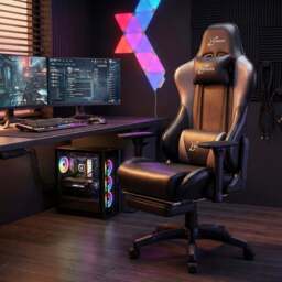 Gaming Chair with Footrest Wide Seat 3D Armrest 175° Recline - thumbnail 2