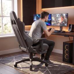Ergonomic Gaming Chair with Footrest and Lumbar Support - thumbnail 2