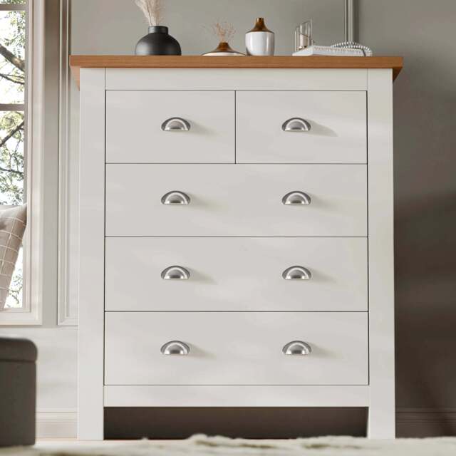 5 Drawer Chest of Drawers - Shaker Bedroom Drawers - White