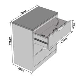Skova 3 Drawer Chest of Drawers - Small Bedroom Drawers - thumbnail 5