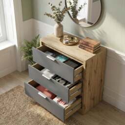 Skova 3 Drawer Chest of Drawers - Small Bedroom Drawers - thumbnail 4