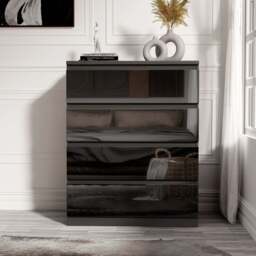 High Gloss 3 Wardrobe Bedroom Set with 4 Chest of Drawers & Nightstand - thumbnail 3