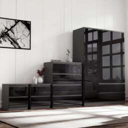 High Gloss 3 Wardrobe Bedroom Set with 4 Chest of Drawers & Nightstand - thumbnail 1
