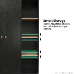 Kids Triple Wardrobe with Drawer & Open Shelves - Black - thumbnail 6