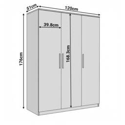 Blythe 3 Door Wardrobe with Adjustable Shelves and Hanging Rail - thumbnail 4