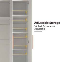 Blythe 3 Door Wardrobe with Adjustable Shelves and Hanging Rail - thumbnail 5