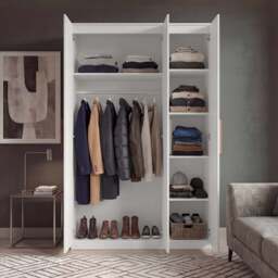Blythe 3 Door Wardrobe with Adjustable Shelves and Hanging Rail - thumbnail 3