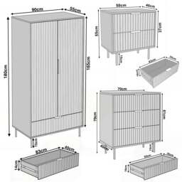 Flutrina Painted 3 Piece Bedroom Furniture Set - thumbnail 5