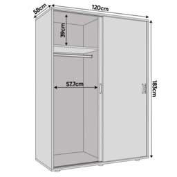 Torvek 2 Door Sliding Wardrobe with Shelves - High Gloss Grey - thumbnail 4