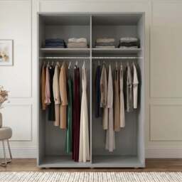 Torvek 2 Door Sliding Wardrobe with Shelves - High Gloss Grey - thumbnail 5