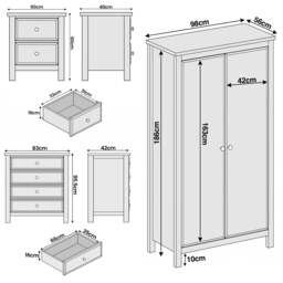 Haven Painted 3 Piece Bedroom Set with Oak Top - thumbnail 5