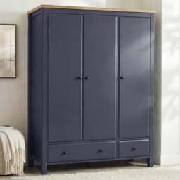 Haven 3 Door Wardrobe With Drawers and Adjustable Shelves - Blue