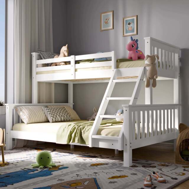 Triple Bunk Bed - Double Bunk Beds for Kids & Adults - White