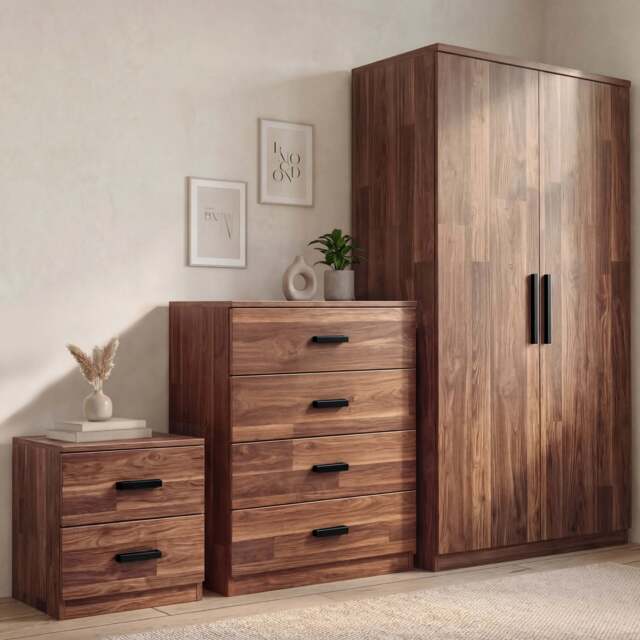 Blythe 3 Piece Bedroom Set - Wardrobe & Drawers - Dark Bronx
