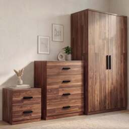 Blythe 3 Piece Bedroom Set - Wardrobe & Drawers - Dark Bronx