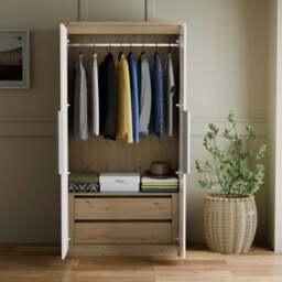 Skova 2 Door Double Wardrobe with Internal Drawers & Rail - thumbnail 3