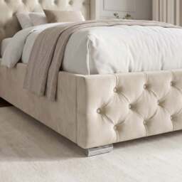 Cross Pattern Velvet Ottoman Storage Bed - Winged Bed Frame - thumbnail 6