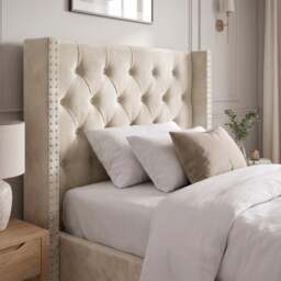 Cross Pattern Velvet Ottoman Storage Bed - Winged Bed Frame - thumbnail 5