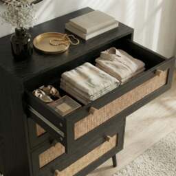Wovena Rattan 4 Drawer Chest of Drawers, Black - thumbnail 5