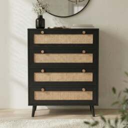 Wovena Rattan 4 Drawer Chest of Drawers, Black - thumbnail 2