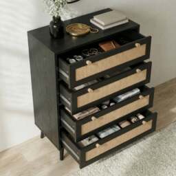 Wovena Rattan 4 Drawer Chest of Drawers, Black - thumbnail 3