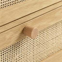 Wovena Rattan Wide 6 Chest of Drawers - Oak Effect Bedroom Dresser - thumbnail 6
