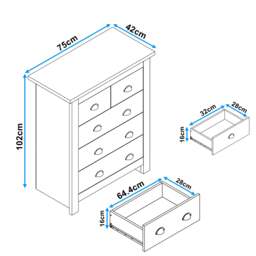 5 Drawer Chest of Drawers -  Shaker Bedroom Drawers - thumbnail 3
