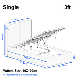 Velvet Ottoman Bed Frame - Gas Lift Ottoman Storage Bed - thumbnail 4