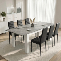 Milo Extendable Dining Table Set - Concrete Effect