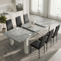 Milo Extendable Dining Table Set - Concrete Effect - thumbnail 3