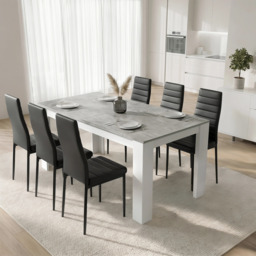 Milo Extendable Dining Table Set - Concrete Effect - thumbnail 2