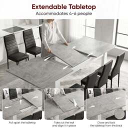 Milo Extendable Dining Table Set - Concrete Effect - thumbnail 5