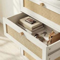 Wovena White Rattan Wide 6 Chest of Drawers - Bedroom Dresser - thumbnail 5