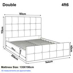 Square Velvet Ottoman Storage Bed Double Light Grey - thumbnail 4