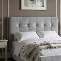 Square Velvet Ottoman Storage Bed Double Light Grey - thumbnail 3