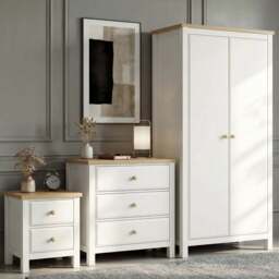 Haven Painted 3 Piece Bedroom Furniture Set - Oak Top - White