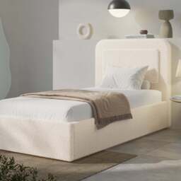 Boucle Upholstered Ottoman Storage Bed with Curved Headboard - thumbnail 5