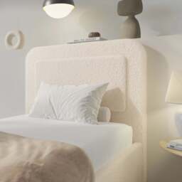 Boucle Upholstered Ottoman Storage Bed with Curved Headboard - thumbnail 3