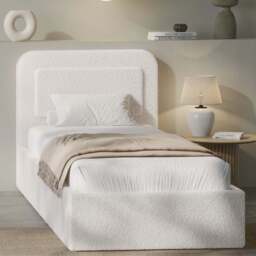Boucle Upholstered Ottoman Storage Bed with Curved Headboard - thumbnail 6