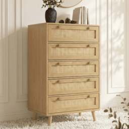 Wovena Rattan 5 Drawer Tallboy Chest of Drawers - thumbnail 2