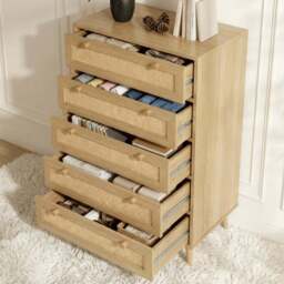 Wovena Rattan 5 Drawer Tallboy Chest of Drawers - thumbnail 3