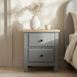 Haven Painted 3 Piece Bedroom Furniture Set Grey - Oak Top - thumbnail 4
