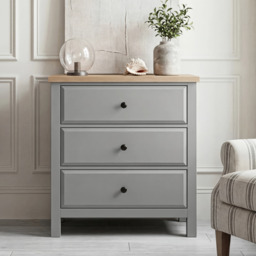Haven Painted 3 Piece Bedroom Furniture Set Grey - Oak Top - thumbnail 3