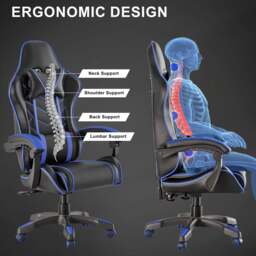 PC Gaming Chair - Home Office Chair With Headrest & Lumbar Support - thumbnail 3
