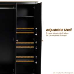 Haven Black Painted 3 Door Wardrobe with Drawers and Shelves - thumbnail 6