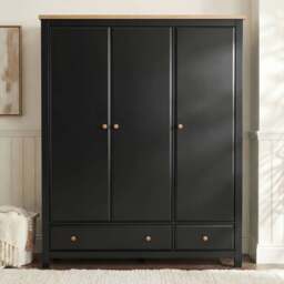 Haven Black Painted 3 Door Wardrobe with Drawers and Shelves - thumbnail 2