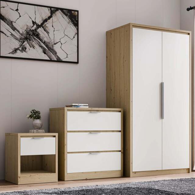 Skova 3 Piece Bedroom Furniture Set - Wardrobe and Chest of Drawers - image 1