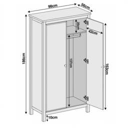 Haven 2 Door Double Wardrobe with Shelves and Hanging Rail - thumbnail 4